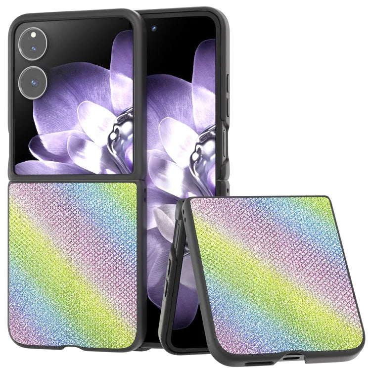 For Xiaomi Mix Flip 5G Case Rhinestone Texture Leather+PC Phone Cover
