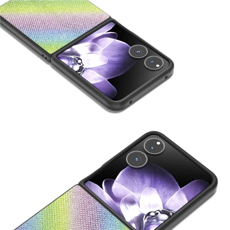 For Xiaomi Mix Flip 5G Case Rhinestone Texture Leather+PC Phone Cover