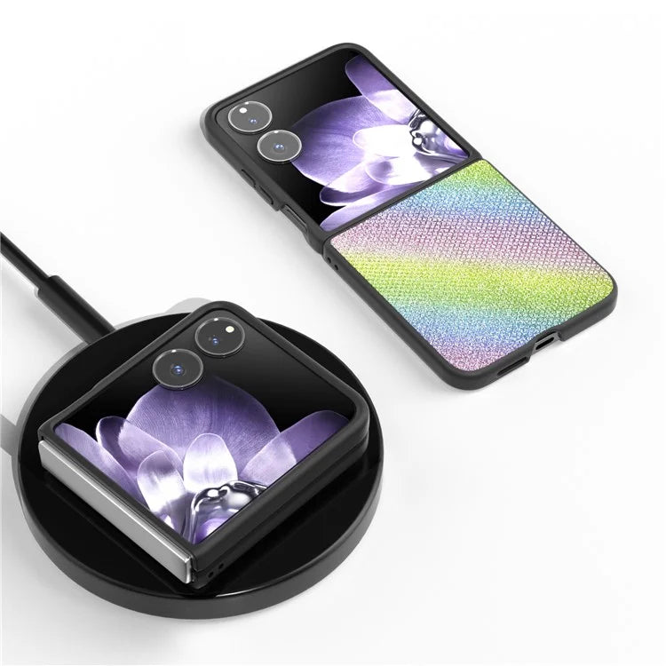 For Xiaomi Mix Flip 5G Case Rhinestone Texture Leather+PC Phone Cover