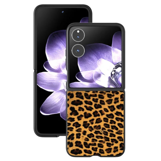 For Xiaomi Mix Flip 5G Case Black Edge PU+PC Leopard Pattern Phone Cover