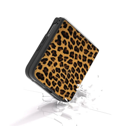For Xiaomi Mix Flip 5G Case Black Edge PU+PC Leopard Pattern Phone Cover