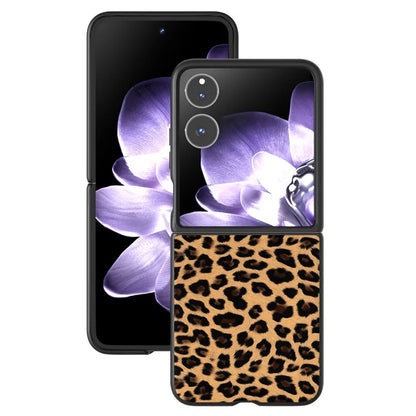For Xiaomi Mix Flip 5G Case Black Edge PU+PC Leopard Pattern Phone Cover