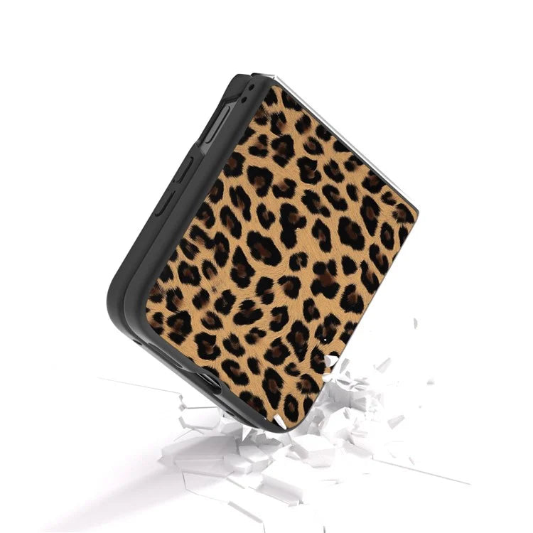 For Xiaomi Mix Flip 5G Case Black Edge PU+PC Leopard Pattern Phone Cover