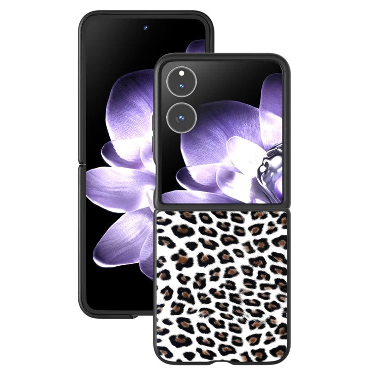 For Xiaomi Mix Flip 5G Case Black Edge PU+PC Leopard Pattern Phone Cover