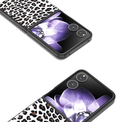 For Xiaomi Mix Flip 5G Case Black Edge PU+PC Leopard Pattern Phone Cover
