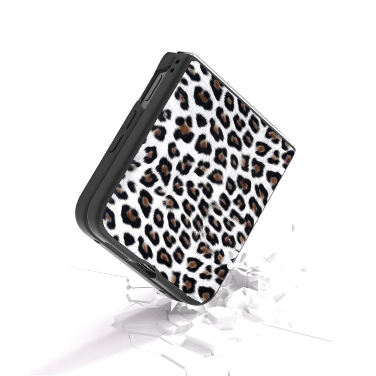 For Xiaomi Mix Flip 5G Case Black Edge PU+PC Leopard Pattern Phone Cover