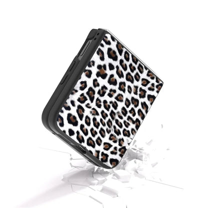 For Xiaomi Mix Flip 5G Case Black Edge PU+PC Leopard Pattern Phone Cover