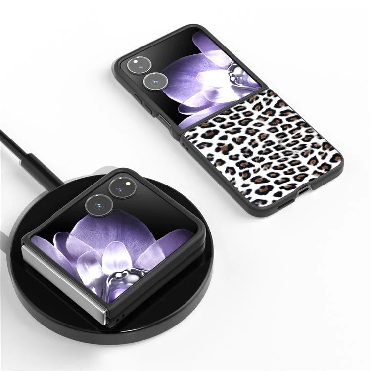 For Xiaomi Mix Flip 5G Case Black Edge PU+PC Leopard Pattern Phone Cover