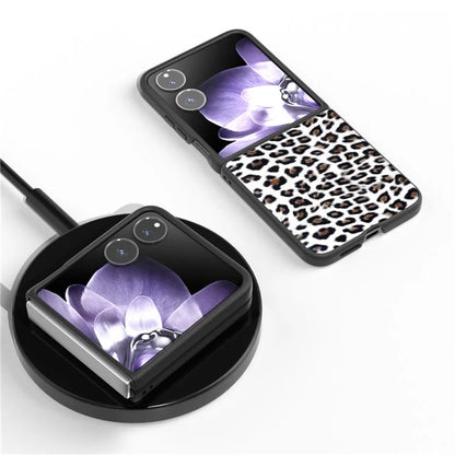 For Xiaomi Mix Flip 5G Case Black Edge PU+PC Leopard Pattern Phone Cover