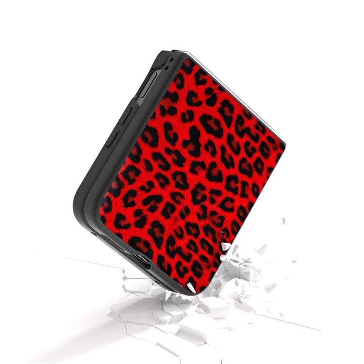 For Xiaomi Mix Flip 5G Case Black Edge PU+PC Leopard Pattern Phone Cover