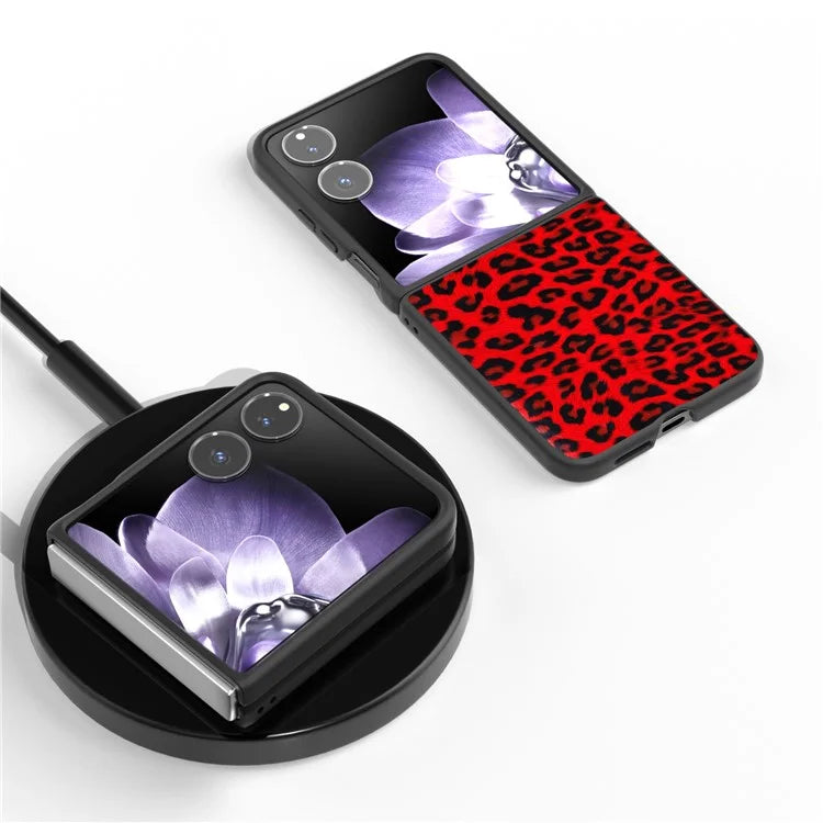 For Xiaomi Mix Flip 5G Case Black Edge PU+PC Leopard Pattern Phone Cover