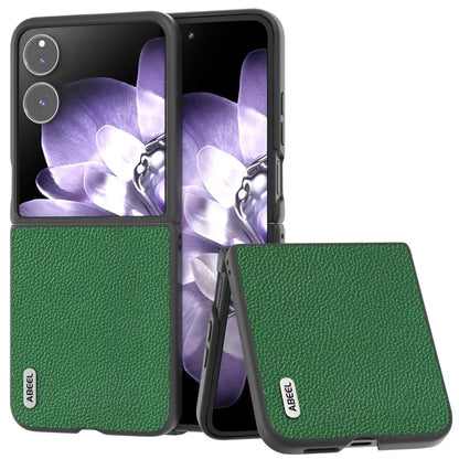 ABEEL For Xiaomi Mix Flip 5G Case Litchi Texture Genuine Cow Leather+PC Phone Cover