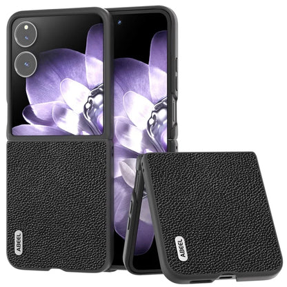 ABEEL For Xiaomi Mix Flip 5G Case Litchi Texture Genuine Cow Leather+PC Phone Cover