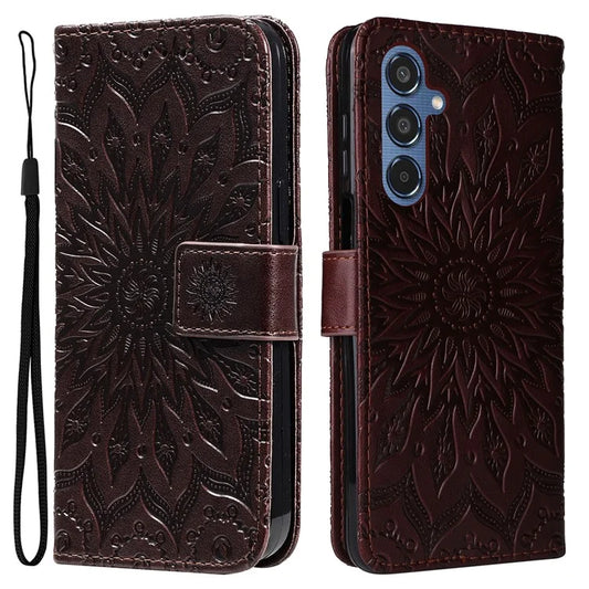 KT Imprinting Flower Series-1 For Samsung Galaxy M35 5G Case Leather Sunflower Folio Phone Cover