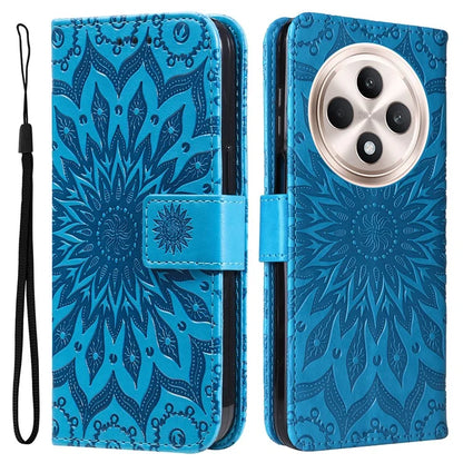 KT Imprinting Flower Series-1 For Oppo Reno12 F 4G Wallet Case Sunflower Stand Leather Phone Cover