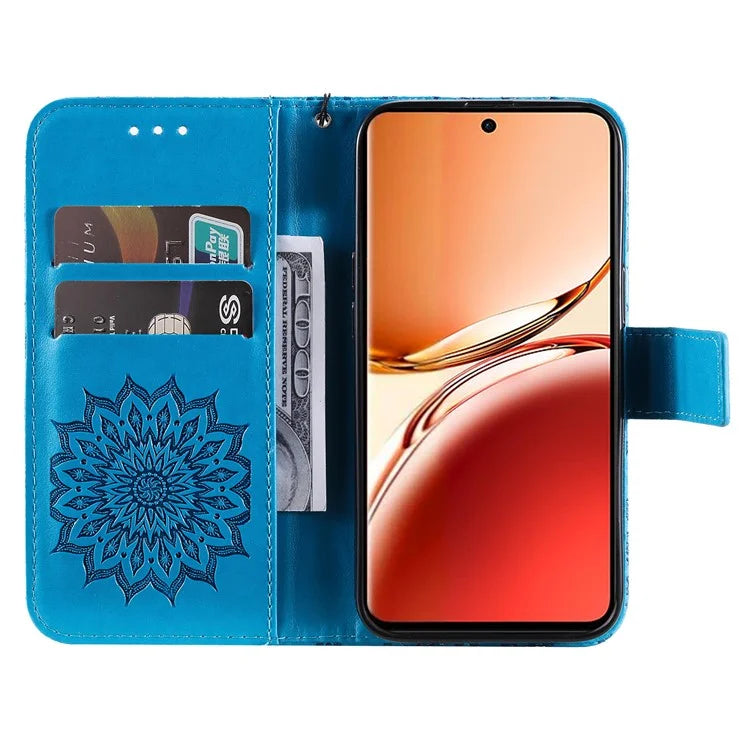 KT Imprinting Flower Series-1 For Oppo Reno12 F 4G Wallet Case Sunflower Stand Leather Phone Cover