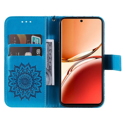 KT Imprinting Flower Series-1 For Oppo Reno12 F 4G Wallet Case Sunflower Stand Leather Phone Cover