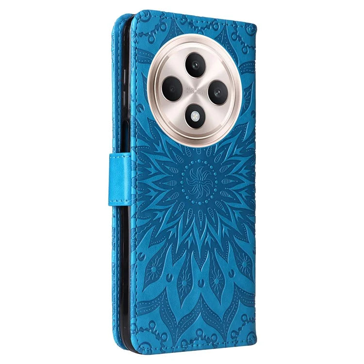 KT Imprinting Flower Series-1 For Oppo Reno12 F 4G Wallet Case Sunflower Stand Leather Phone Cover
