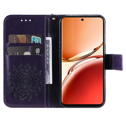 KT Imprinting Flower Series-1 For Oppo Reno12 F 4G Wallet Case Sunflower Stand Leather Phone Cover
