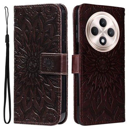 KT Imprinting Flower Series-1 For Oppo Reno12 F 4G Wallet Case Sunflower Stand Leather Phone Cover