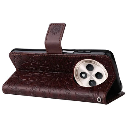 KT Imprinting Flower Series-1 For Oppo Reno12 F 4G Wallet Case Sunflower Stand Leather Phone Cover