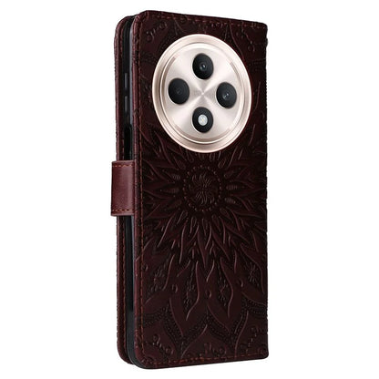 KT Imprinting Flower Series-1 For Oppo Reno12 F 4G Wallet Case Sunflower Stand Leather Phone Cover