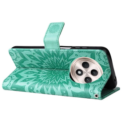KT Imprinting Flower Series-1 For Oppo Reno12 F 4G Wallet Case Sunflower Stand Leather Phone Cover