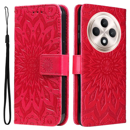 KT Imprinting Flower Series-1 For Oppo Reno12 F 4G Wallet Case Sunflower Stand Leather Phone Cover