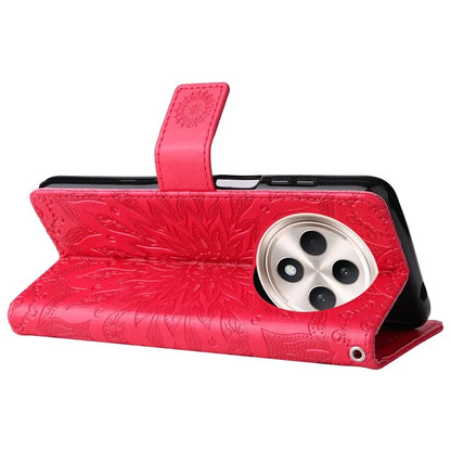 KT Imprinting Flower Series-1 For Oppo Reno12 F 4G Wallet Case Sunflower Stand Leather Phone Cover