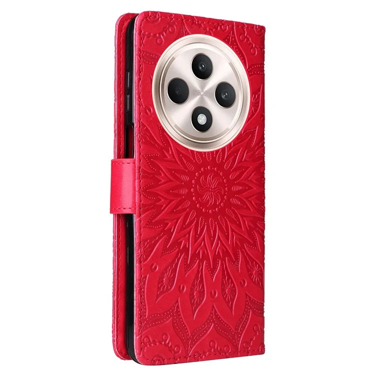 KT Imprinting Flower Series-1 For Oppo Reno12 F 4G Wallet Case Sunflower Stand Leather Phone Cover