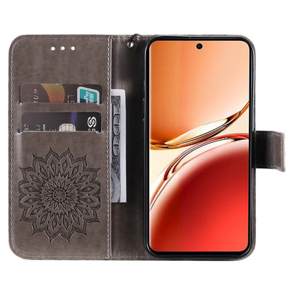KT Imprinting Flower Series-1 For Oppo Reno12 F 4G Wallet Case Sunflower Stand Leather Phone Cover