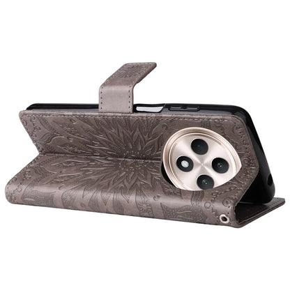 KT Imprinting Flower Series-1 For Oppo Reno12 F 4G Wallet Case Sunflower Stand Leather Phone Cover