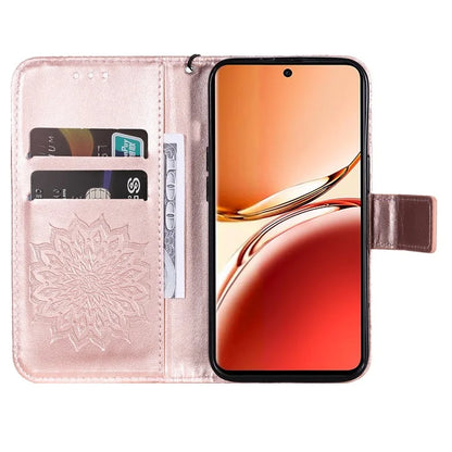 KT Imprinting Flower Series-1 For Oppo Reno12 F 4G Wallet Case Sunflower Stand Leather Phone Cover