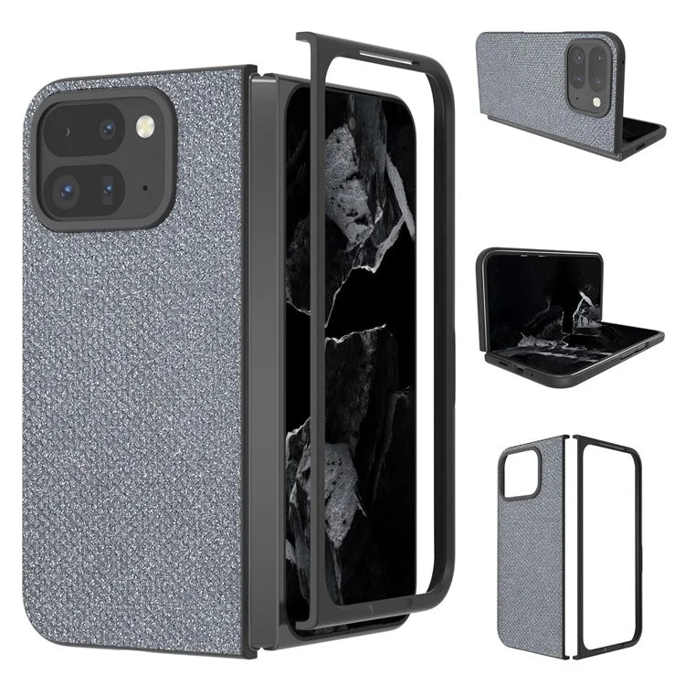 For Google Pixel 9 Pro Fold 5G Case PU+PC Phone Cover Rhinestone Texture