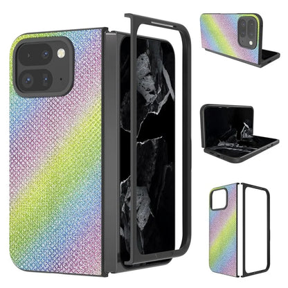 For Google Pixel 9 Pro Fold 5G Case PU+PC Phone Cover Rhinestone Texture