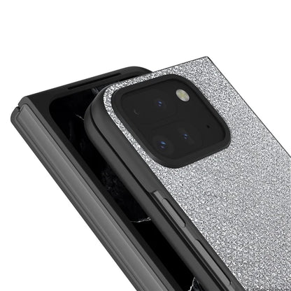 For Google Pixel 9 Pro Fold 5G Case PU+PC Phone Cover Rhinestone Texture