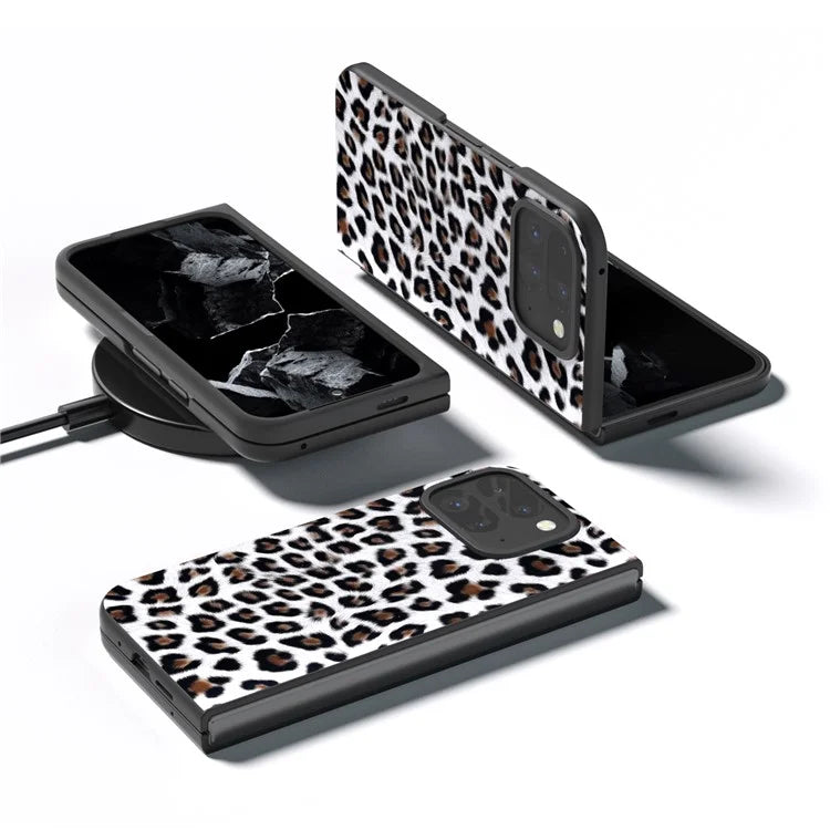 For Google Pixel 9 Pro Fold 5G Case Leopard Pattern PU+PC Phone Cover