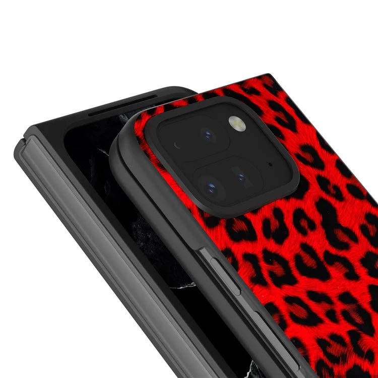For Google Pixel 9 Pro Fold 5G Case Leopard Pattern PU+PC Phone Cover