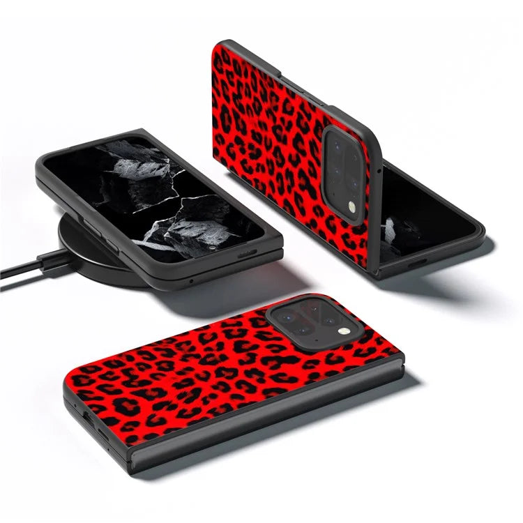 For Google Pixel 9 Pro Fold 5G Case Leopard Pattern PU+PC Phone Cover