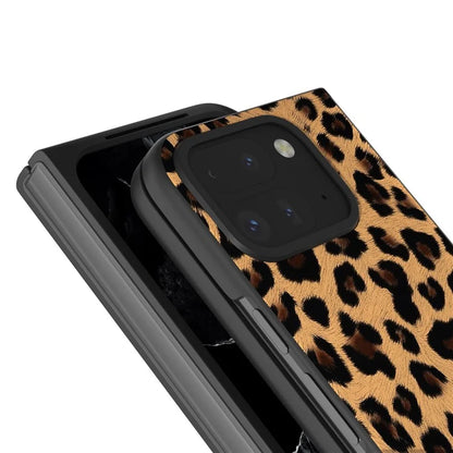 For Google Pixel 9 Pro Fold 5G Case Leopard Pattern PU+PC Phone Cover