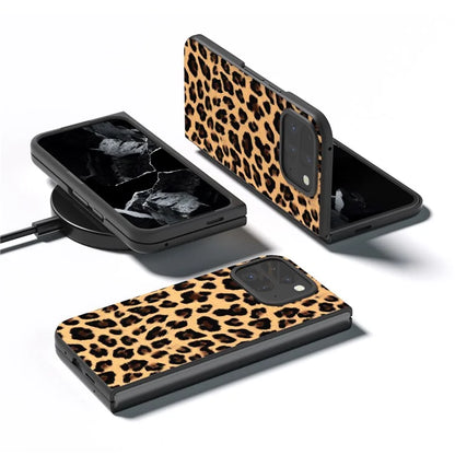 For Google Pixel 9 Pro Fold 5G Case Leopard Pattern PU+PC Phone Cover