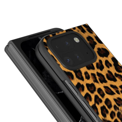 For Google Pixel 9 Pro Fold 5G Case Leopard Pattern PU+PC Phone Cover