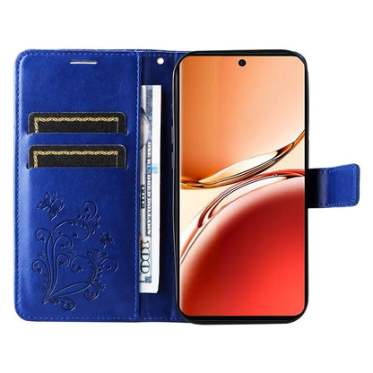 KT Imprinting Flower Series-2 For Oppo Reno12 F 4G Case Wallet Flip Leather Butterfly Phone Cover