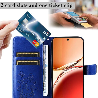 KT Imprinting Flower Series-2 For Oppo Reno12 F 4G Case Wallet Flip Leather Butterfly Phone Cover