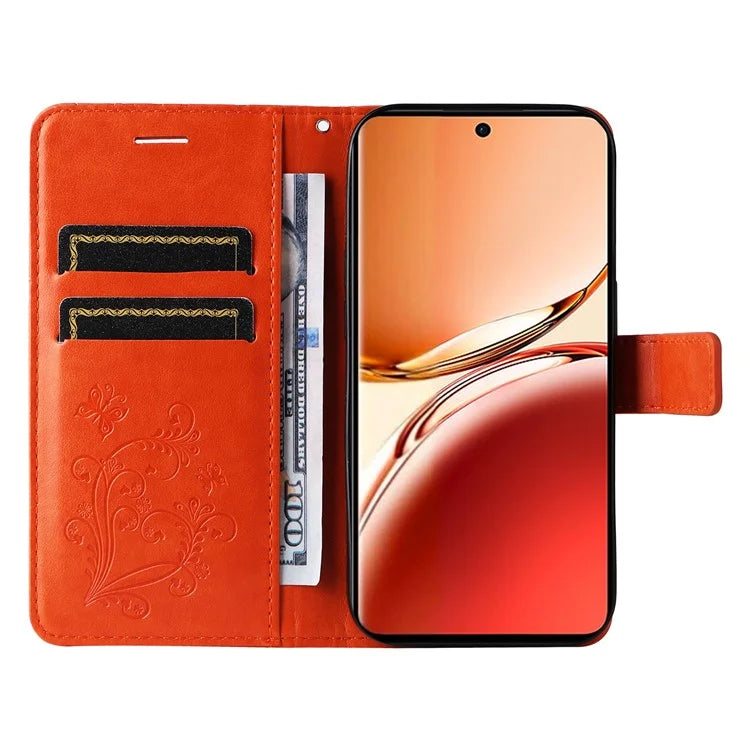 KT Imprinting Flower Series-2 For Oppo Reno12 F 4G Case Wallet Flip Leather Butterfly Phone Cover