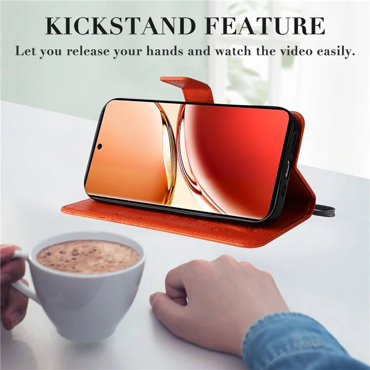 KT Imprinting Flower Series-2 For Oppo Reno12 F 4G Case Wallet Flip Leather Butterfly Phone Cover