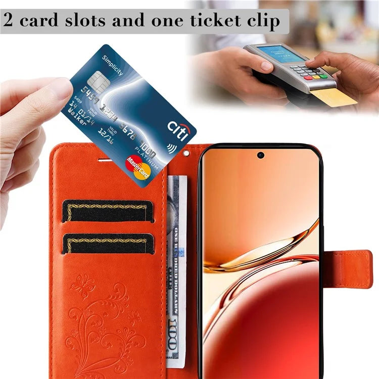 KT Imprinting Flower Series-2 For Oppo Reno12 F 4G Case Wallet Flip Leather Butterfly Phone Cover