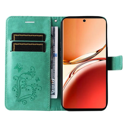 KT Imprinting Flower Series-2 For Oppo Reno12 F 4G Case Wallet Flip Leather Butterfly Phone Cover