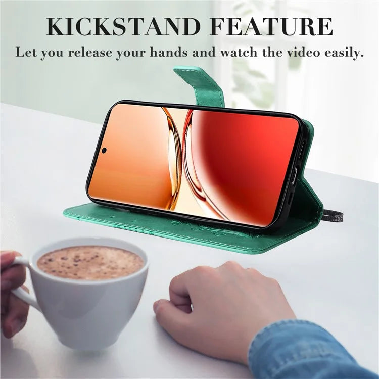 KT Imprinting Flower Series-2 For Oppo Reno12 F 4G Case Wallet Flip Leather Butterfly Phone Cover
