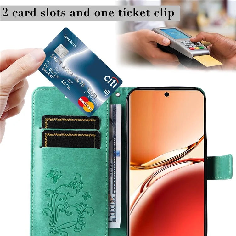 KT Imprinting Flower Series-2 For Oppo Reno12 F 4G Case Wallet Flip Leather Butterfly Phone Cover